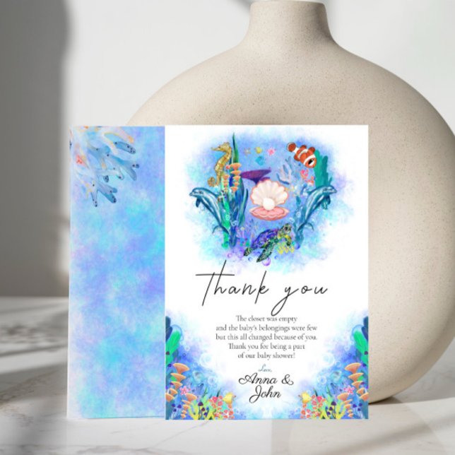 Ocean Sea Animals Party Baby Shower Thank You Card (Creator Uploaded)