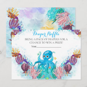 Ocean Sea baby Octopus Diaper Raffle Enclosure Car Card