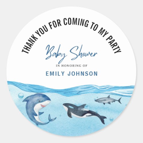 Ocean  Sea Baby Shower Classic Round Sticker