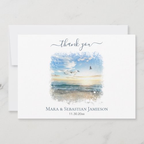  Ocean Sea Beach Painting AR7 Wedding Thank You Card