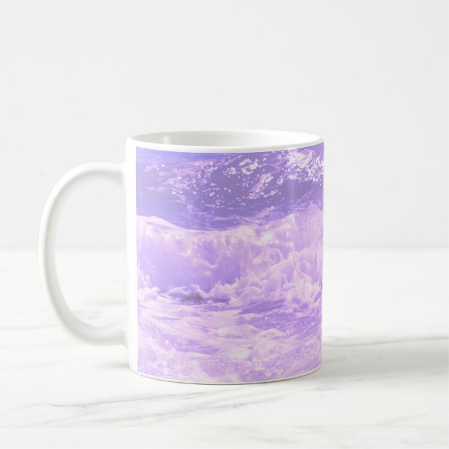 Ocean Sea Beach Purple Waves Water  Coffee Mug (Left)