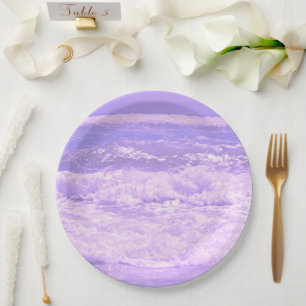 Ocean Sea Beach Purple Waves Water Paper Plates