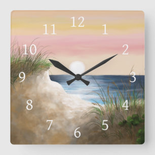 Ocean Sea Beach View 285 Square Wall Clock