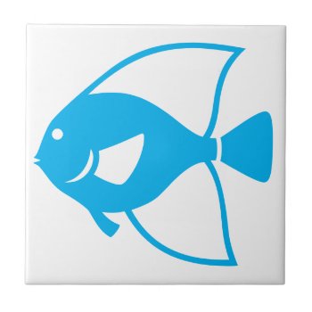 Ocean Sea Blue Fish White Tile Bathroom Accent by rainsplitter at Zazzle
