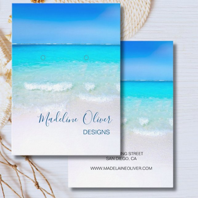 Ocean Sea Blue Scene Earring Display Business Card (Creator Uploaded)