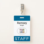 Ocean Sea Blue Staff Name Badge Clip Reel Lanyard<br><div class="desc">Easily personalize our staff name badge with your company logo, employee name, or other custom text. It's pvc plastic and available with a lanyard, clip, or a retractable reel. Designed in ocean sea blue with a modern minimalist design by MISOOK. Also available in other colors and all colors are customizable....</div>
