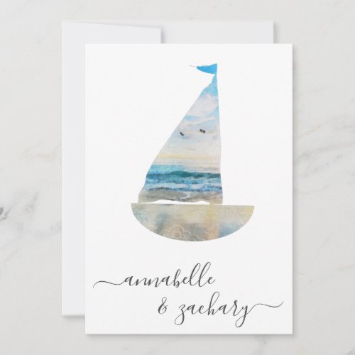  Ocean Sea BOAT RSVP _ Beach QR AR7 Wedding  In Invitation