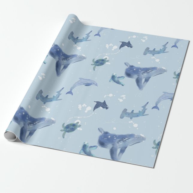 ocean sea creatures wrapping paper (Unrolled)
