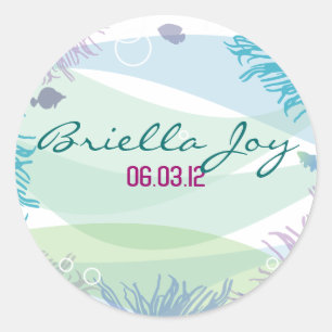 Ocean Sea Life Bat Mitzvah Invitation Classic Round Sticker