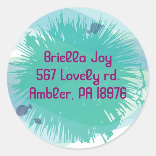 Ocean Sea Life Bat Mitzvah Round Return Address Classic Round Sticker