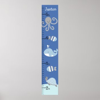 Ocean Sea Life Blue Gray Growth Chart Keep At 8x44 by Personalizedbydiane at Zazzle