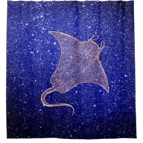 Ocean Sea Life Nautical Ray Fish Beach Navy Yacht Shower Curtain