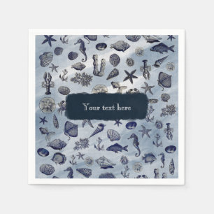 Ocean Sea Life Nautical Seashells Beach Wedding Napkins