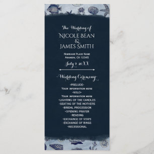 Ocean Sea Life Nautical Vintage Wedding Program