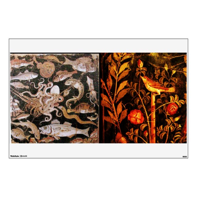 OCEAN - SEA LIFE SCENE /NIGHTINGALE WITH ROSES WALL STICKER (Front)