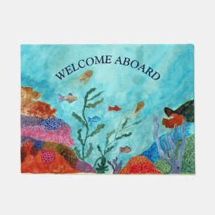 Ocean Sea Life Underwater Coastal Beach House  Doormat
