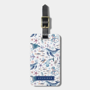 Ocean Sea Life Whale Luggage Tag