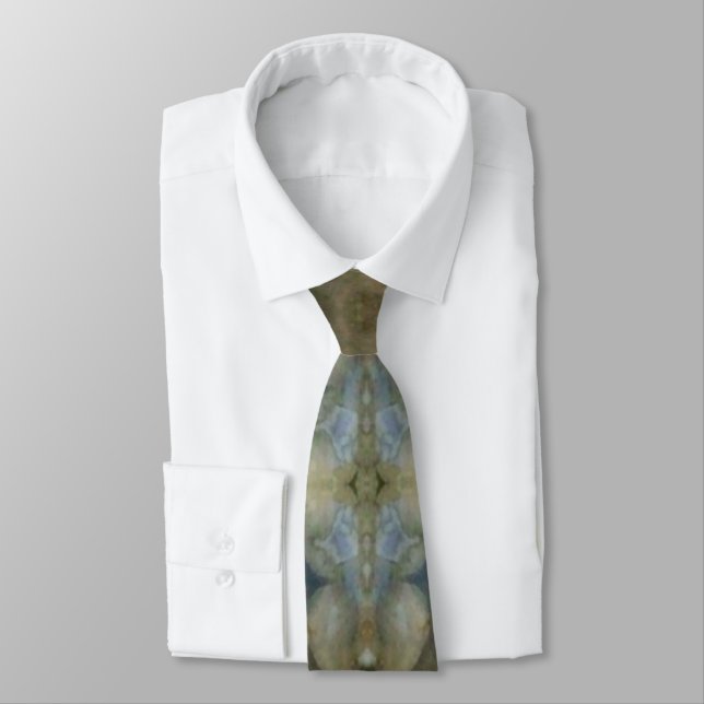 Ocean Sea Marine Sediment Gemstone Boxed Pattern Neck Tie (Tied)