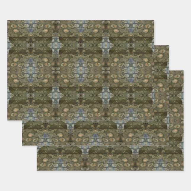 Ocean Sea Marine Sediment Gemstone Collection Box Wrapping Paper Sheets (Set)