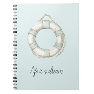 Ocean Sea Mint White Round Floating Device Notebook