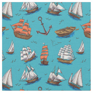 Ocean Sea Nautical Pattern Fabric