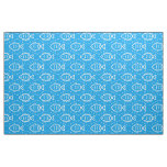 Ocean Sea Nautical Theme Fish Wave Lines Pattern Fabric