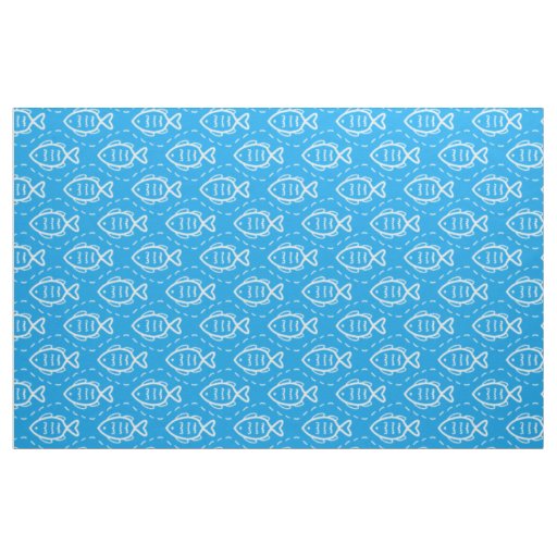 Ocean Sea Nautical Theme Fish Wave Lines Pattern Fabric