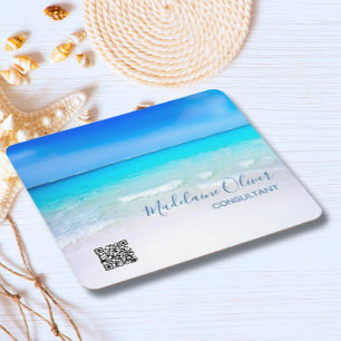 Ocean Sea QR Code Blue Square Square Paper Coaster