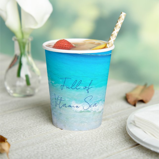 Ocean Sea Scene Blue Vitamin Sea Paper Cups (Insitu)