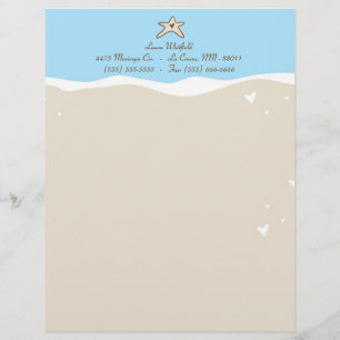 Ocean Sea Shell Water Sand Letterhead Stationery
