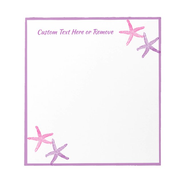 Ocean Sea Starfish Pink Purple Personalized Notepad (Front)