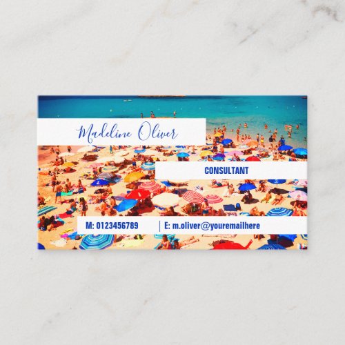 Ocean Sea Sun Travel Colorful Modern White Business Card