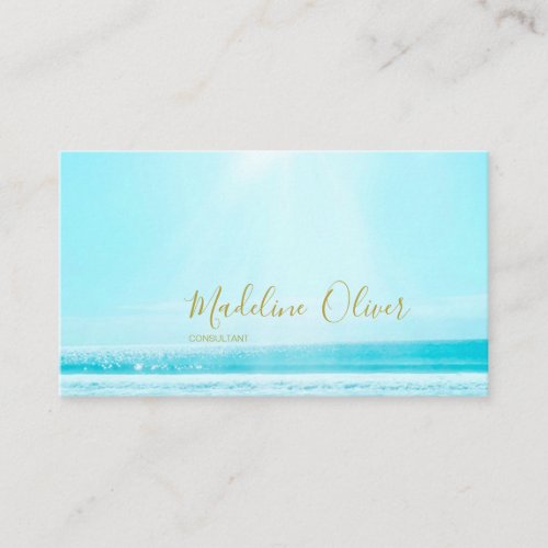 Ocean Sea Travel Blue Gold Modern Professional Business Card