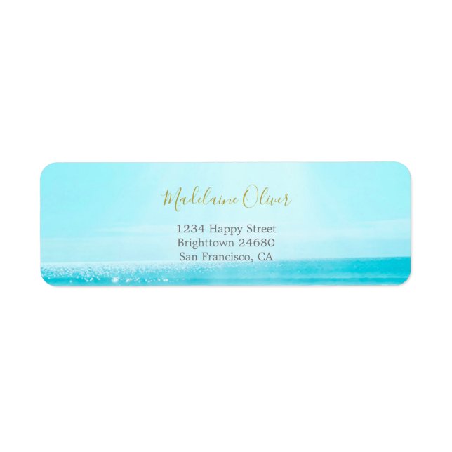 Ocean Sea Travel Blue Gold Modern Professional Label (Front)
