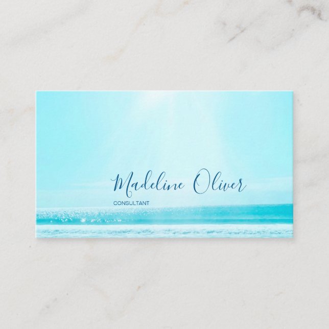 Ocean Sea Travel Blue Modern Professional Business Card (Front)
