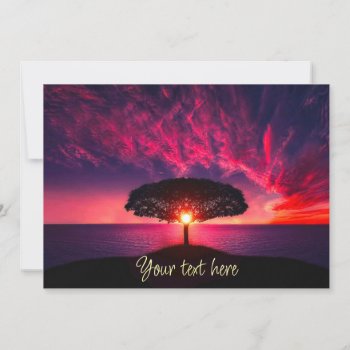 Ocean Sea Tree Purple Sunset Custom Text by ironydesignphotos at Zazzle