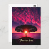 Ocean Sea Tree Purple Sunset Custom Text Postcard (Front/Back)