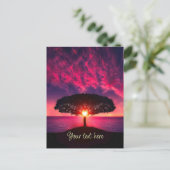 Ocean Sea Tree Purple Sunset Custom Text Postcard (Standing Front)