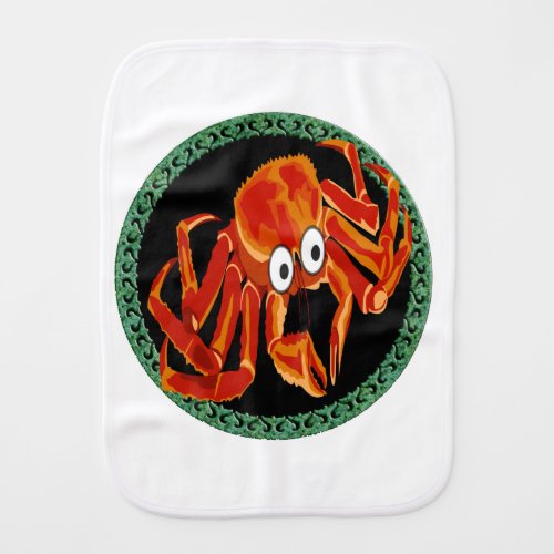 Ocean sea tropical orange king crab baby burp cloth