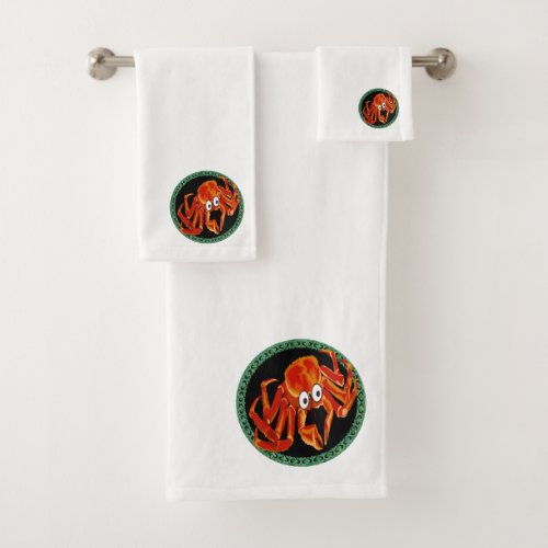 Ocean sea tropical orange king crab bath towel set