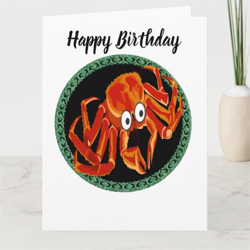 Ocean sea tropical orange king crab card