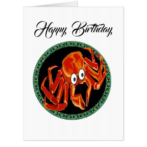 Ocean sea tropical orange king crab card