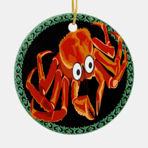 Ocean sea tropical orange king crab ceramic ornament