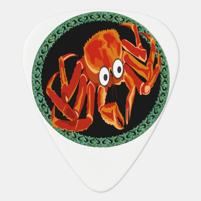 Ocean sea tropical orange king crab guitar pick (Front)