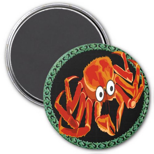 Ocean sea tropical orange king crab magnet