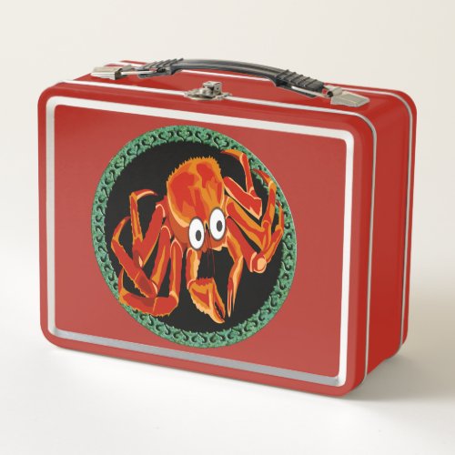 Ocean sea tropical orange king crab metal lunch box