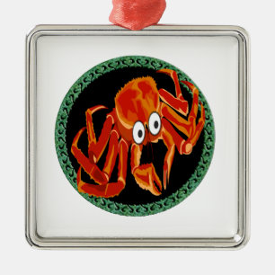 Ocean sea tropical orange king crab metal ornament