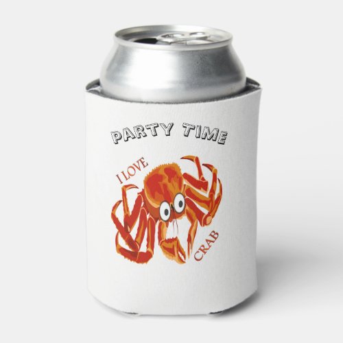 Ocean sea tropical orange king crab on white can cooler