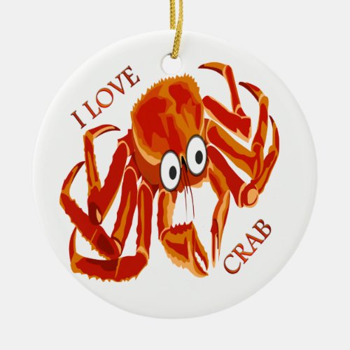 Ocean sea tropical orange king crab on white ceramic ornament