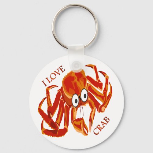 Ocean sea tropical orange king crab on white keychain